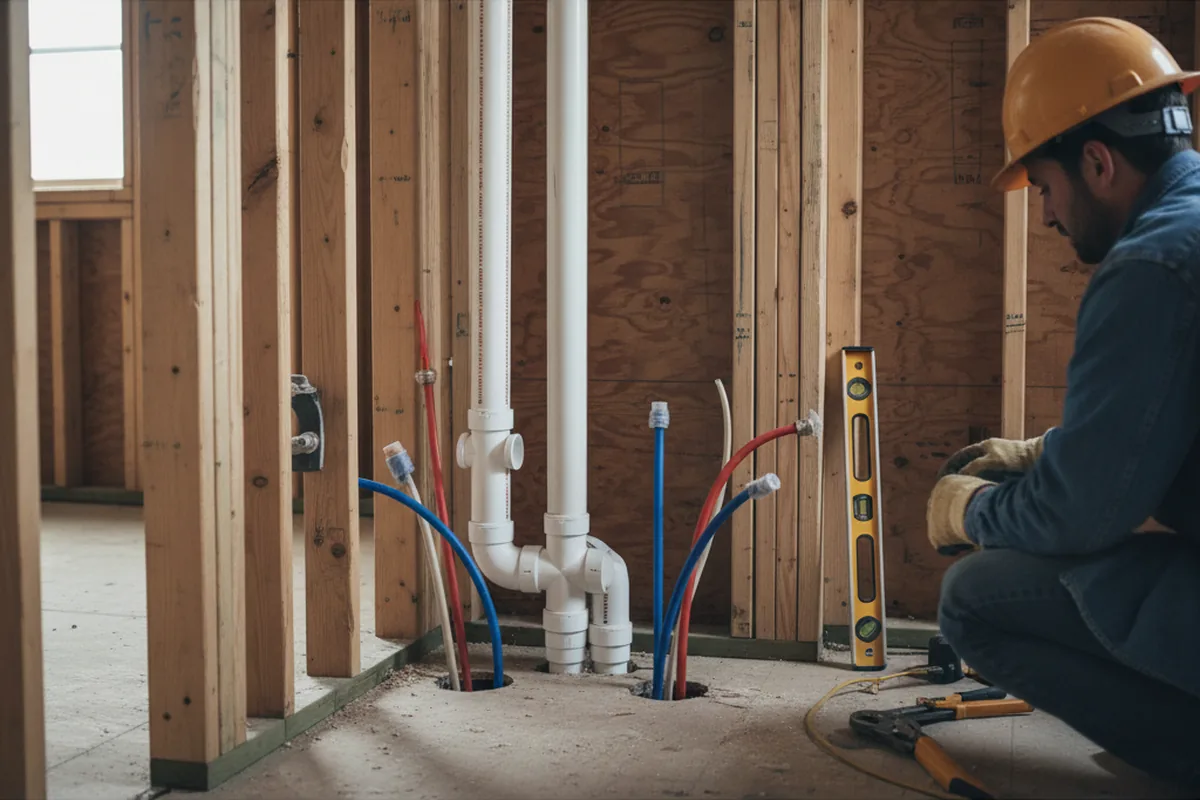 Drain and supply rough-in during Sump Pump Repair in Tremont City